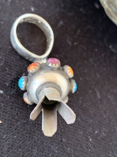 Navajo Multi-Color Turquoise Naja Pendant | Sterling Silver | Authentic Native American Handmade | 01260