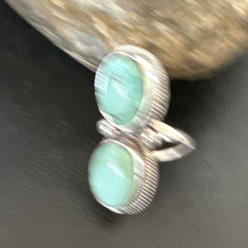 Navajo Blue Dry Creek Turquoise 2 Stone Ring | Authentic Native American Sterling Silver | Multi-Stone | Sz 10 | 16739 - Masha USA