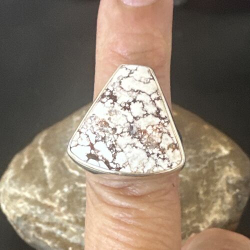 Men's Women's Wild Horse Turquoise Ring | Navajo Sterling Silver | Sz 7 | Authentic Native American Handmade | 17260