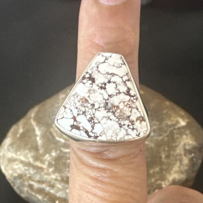 Men's Women's Wild Horse Turquoise Ring | Navajo Sterling Silver | Sz 7 | Authentic Native American Handmade | 17260