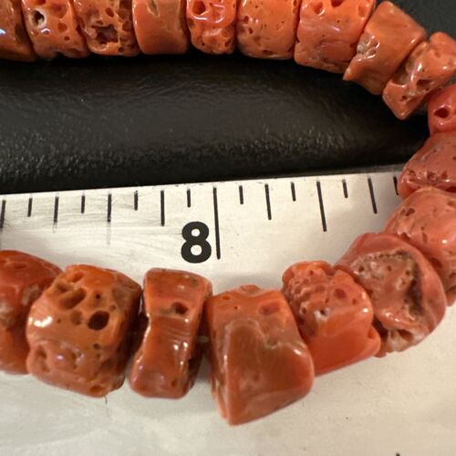 Navajo Graduated Red Coral Bead Necklace | Sterling Silver | 20" | Authentic Native American Handmade | 16336