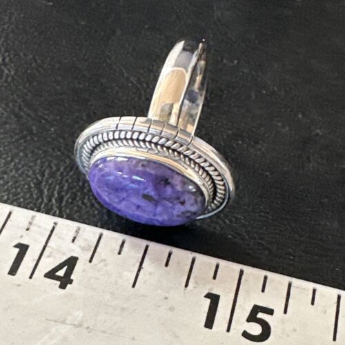 Navajo Purple Charoite Oval Ring | Sterling Silver | Sz 10 | Authentic Native American Handmade | 15542