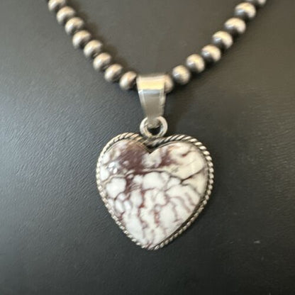 Navajo Wild Horse Heart Pendant Necklace | Sterling Silver | Authentic Native American Handmade | 16367