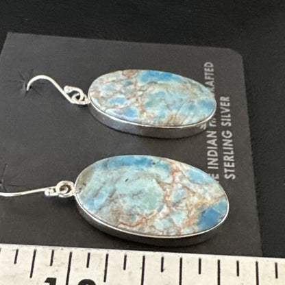 Blue Denim Lapis Dangle Earrings | Sterling Silver | 1" | 15793