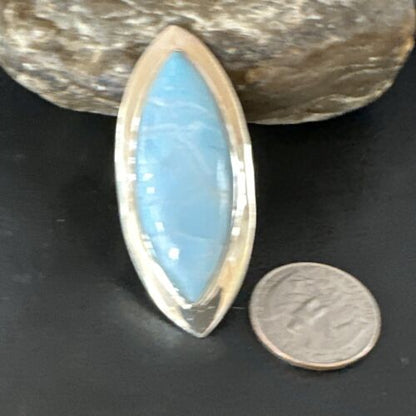 Navajo Blue Larimar Ring | Sterling Silver | Sz 10 | Authentic Native American Handmade | 16009