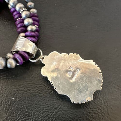 Navajo Sugilite 3-Strand Bead Necklace Set | Sterling Silver | 21" | Authentic Native American Handmade | 02927