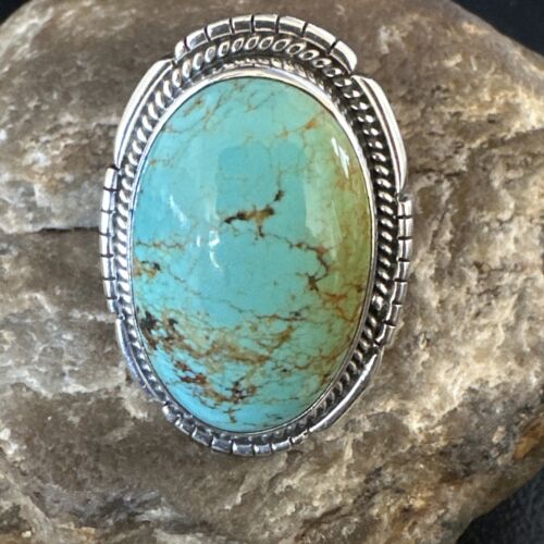 Blue #8 Turquoise Navajo Ring | Sterling Silver | Sz 12 | Authentic Native American Handmade | 15504