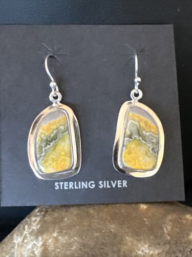 Navajo Bumblebee Jasper Earrings | Sterling Silver | Authentic Native American Handmade | 15822