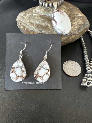 Navajo Wild Horse Necklace Pendant and Earrings Set | Sterling Silver | Authentic Native American Handmade | 15739