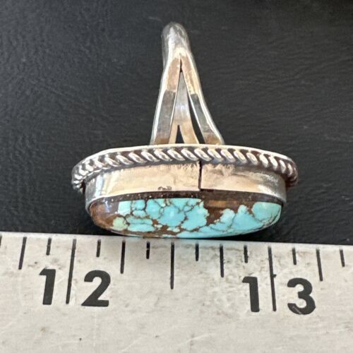 Men's & Women's Blue Turquoise #8 Navajo Ring | Sterling Silver | Sz 9.5 | Authentic Native American Handmade | 16639
