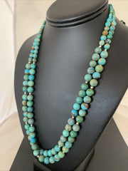 Navajo Blue Green Turquoise Heishi Bead Necklace Pendant | Sterling Silver | Authentic Native American Handmade | 02022