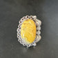 Navajo Yellow Bumble Bee Jasper Ring | Sterling Silver | Sz 9.5 | Authentic Native American Handmade | 14946