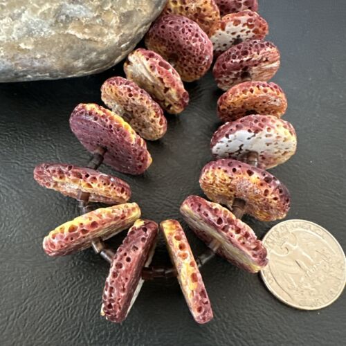 Navajo Purple Spiny Oyster Shell Graduated Necklace | Sterling Silver | 28" | Authentic Native American Handmade | 17175