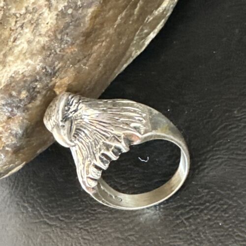 Men's Eagle Head Ring | Navajo Sterling Silver | Sz 10 | Authentic Native American Handmade | 15388