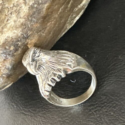 Men's Eagle Head Ring | Navajo Sterling Silver | Sz 10 | Authentic Native American Handmade | 15388