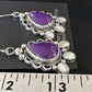 Navajo Purple Sugilite White Mother of Pearl Earrings | Sterling Silver | 1" | Authentic Native American Handmade | 15334