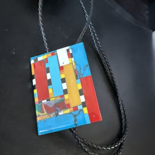 Men's Turquoise Orange Spiny Oyster Bolo Tie | Santo Domingo | Sterling Silver | 15500
