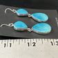 Navajo Blue Kingman Turquoise Dangle Earrings | Sterling Silver | Authentic Native American Handmade | 15108