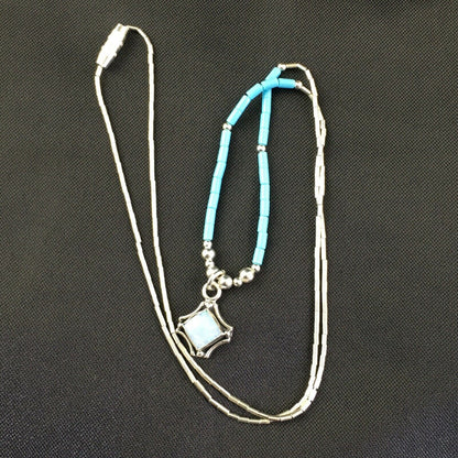 Children's Turquoise Beads Necklace with Opal Pendant Necklace | Sterling Silver | 18" | 10128 - Masha USA