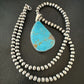 Blue Kingman Turquoise Pendant | Navajo Pearls | Sterling Silver Necklace 20" | 16999