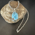 Navajo Blue Spiderweb Turquoise Pendant Necklace | Sterling Silver | Authentic Native American Handmade | 17018
