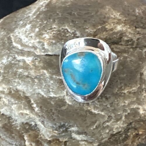 Navajo Blue Kingman Turquoise Ring | Sterling Silver | Sz 7 | Authentic Native American Handmade | 16592
