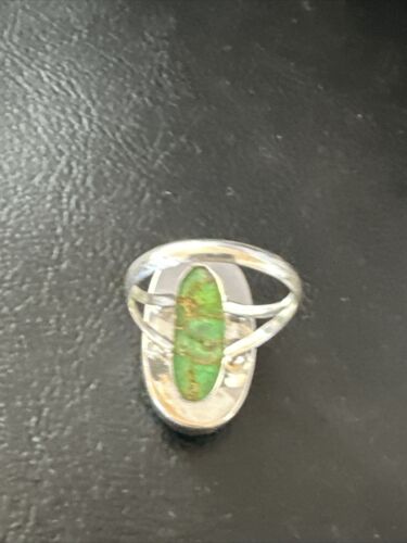 Navajo Green Mojave Turquoise Ring | Sterling Silver | Sz 7 | Authentic Native American Handmade | 15592