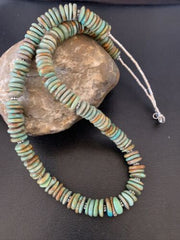 Navajo Green Royston Turquoise Necklace | Sterling Silver | 22" | Authentic Native American Handmade | 11706