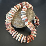 Navajo Blue Turquoise & Purple Spiny Oyster Bead Necklace | Sterling Silver | Authentic Native American | 23" | 17465