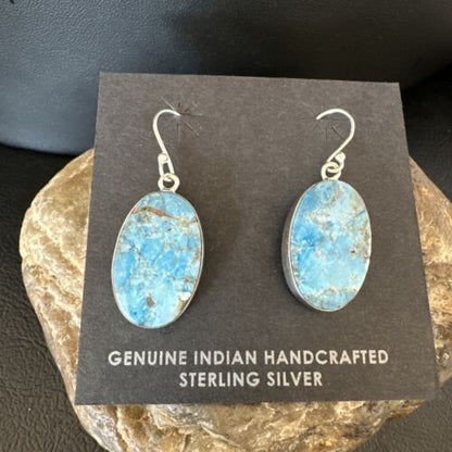 Southwestern Blue Denim Lapis Dangle Earrings | Sterling Silver | 1" | 15797