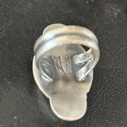 Navajo White Buffalo Turquoise Ring | Sterling Silver | Sz 8 | Authentic Native American Handmade | 14555