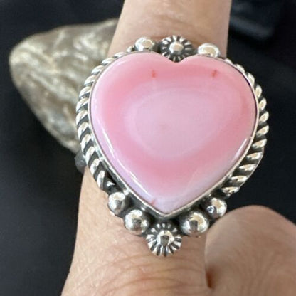 Navajo Pink Conch Heart Ring | Handmade | Sz 10 | Authentic Native American | 16042
