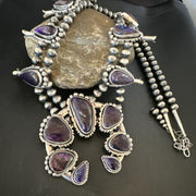 Navajo Squash Blossom Necklace with Purple Sugilite Pendant | Sterling Silver | 28" | 16940