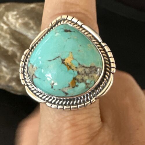 Navajo Blue #8 Turquoise Ring | Sterling Silver | Sz 11 | Authentic Native American Handmade | 15506