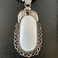 Navajo Pearls White Buffalo Turquoise Necklace Pendant | Sterling Silver | Authentic Native American Handmade | 15707