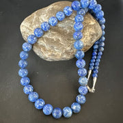 Navajo Blue Denim Lapis Graduated Necklace | Sterling Silver | Authentic Native American | 23" | 16549