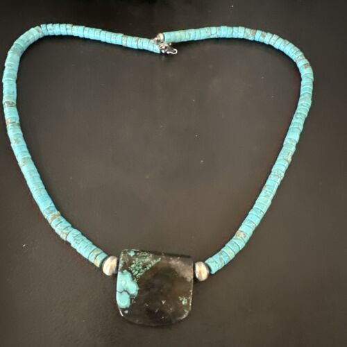 Navajo SpiderWeb Turquoise Heishi Pearls Necklace | Sterling Silver | 20" | 17030