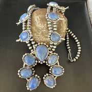 Navajo Denim Lapis Pendant Necklace | Sterling Silver Naja | Authentic Native American Handmade | 14987