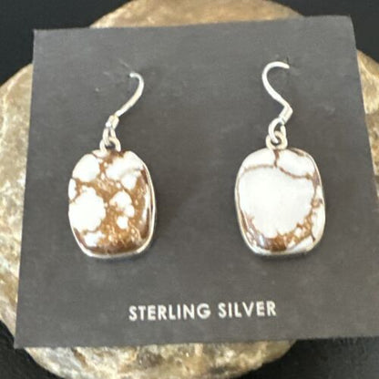 Navajo Wild Horse Turquoise Dangle Earrings | Sterling Silver | Authentic Native American Handmade | 15747