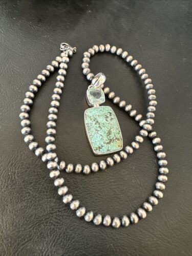 Women's Dry Creek Turquoise Topaz Pendant Necklace | Navajo Sterling Silver | 16441
