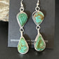 Navajo Green Royston Turquoise Dangle Earrings | Sterling Silver | Authentic Native American Handmade | 16493