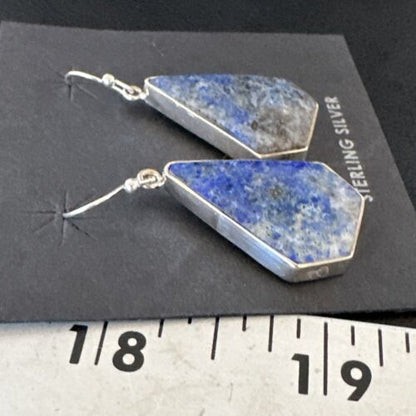 Blue Denim Lapis Dangle Earrings | Sterling Silver | 1" | 15805 - Masha USA