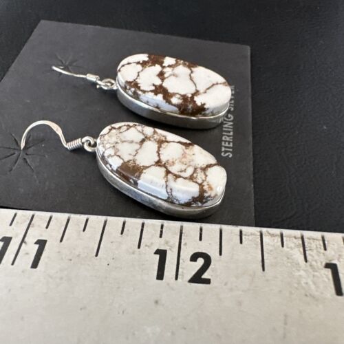 Navajo Wild Horse Turquoise Dangle Earrings | Sterling Silver | Authentic Native American Handmade | 15742