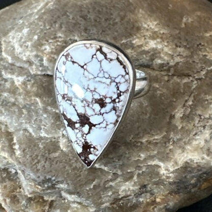 Men's and Women's Wild Horse Turquoise Ring | Navajo Sterling Silver | Sz 7 | 17363