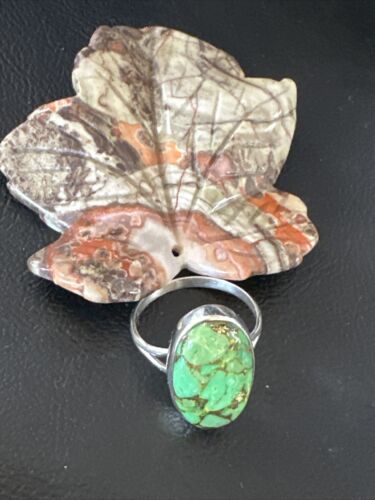 Navajo Green Mojave Turquoise Ring | Sterling Silver | Sz 10 | Authentic Native American Handmade | 15601