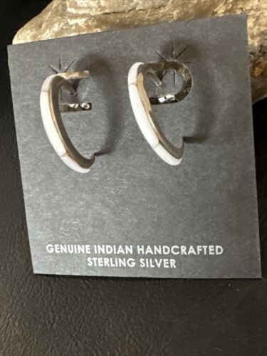 Navajo Pink Mother of Pearl Dangle Inlay Earrings | Sterling Silver | Authentic Native American Handmade | 15302