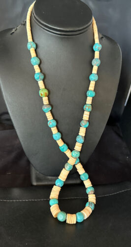Santo Domingo Blue Nugget Turquoise Necklace | Sterling Silver | 28" | Authentic Native American Handmade | 15292