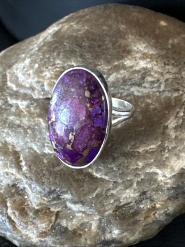 Southwestern Navajo Purple Mojave Turquoise Ring | Sterling Silver | Sz 8 | 15605