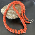 Navajo Graduated Red Coral Bead Necklace | Sterling Silver | 20" | Authentic Native American Handmade | 17375