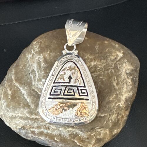 Hopi Gold Pendant | Sterling Silver | 12K GP | Authentic Native American Handmade | 15166